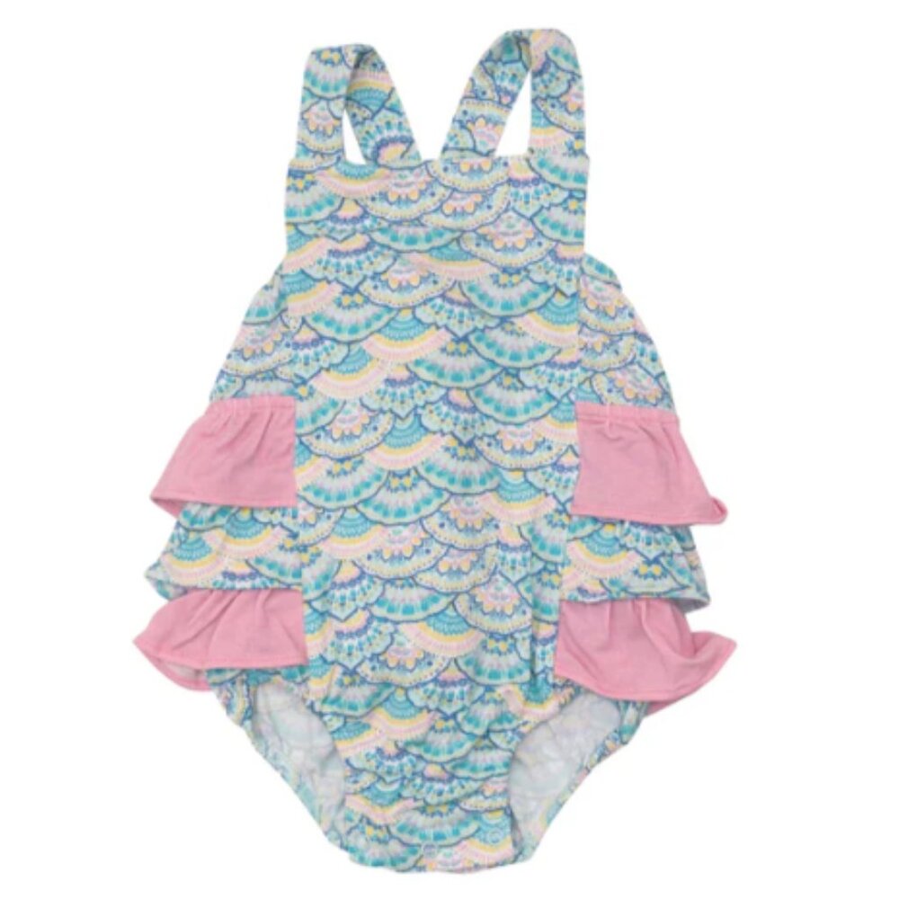 🌿Angel Dear Ruffle Swimsuit Mermaid Scales [18-24M]🌿